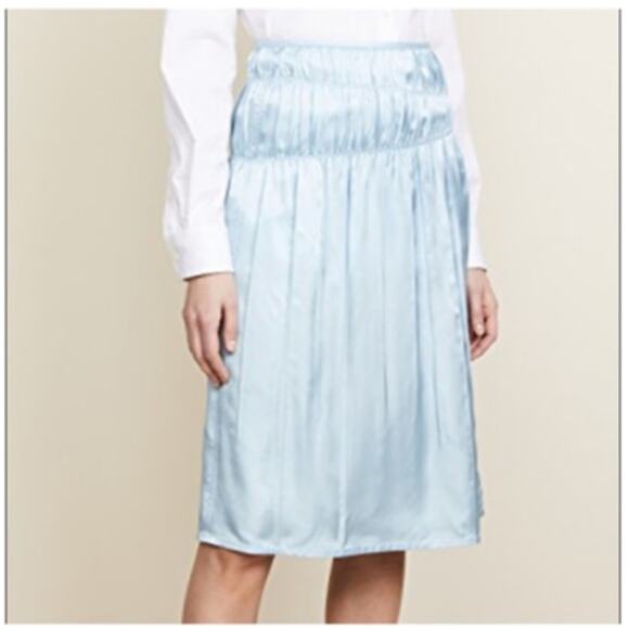 Helmut Lang Blue Midi Ruched Slip Skirt Size 4 - Picture 1 of 4